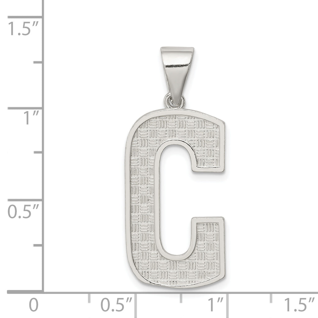 Sterling Silver Letter C Initial Charm Pendant with Rope Chain Necklace 20'' D6386