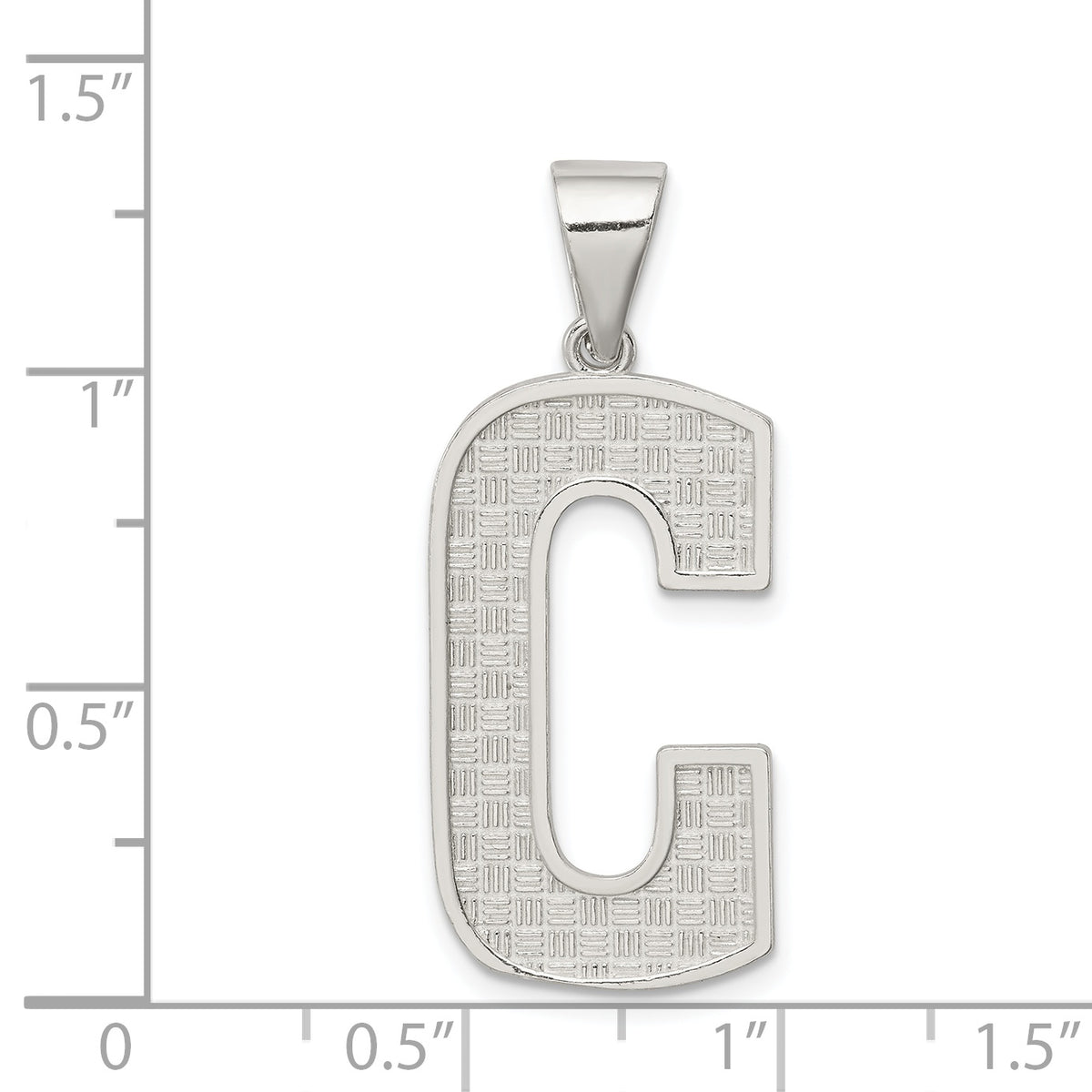 Sterling Silver Letter C Initial Charm Pendant with Rope Chain Necklace 20'' D6386
