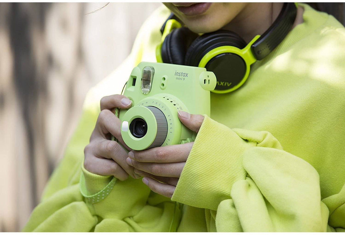 Lime Green Instant Film Camera with Case and Twin Pack Film W4092