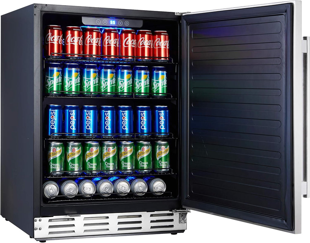 Stainless Steel Beverage Refrigerator, Under Counter 24 inch, 154 Cans Y55726