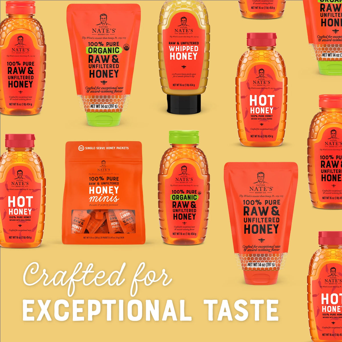 100% Pure Raw Unfiltered Honey Pouch 14 fl oz V14666
