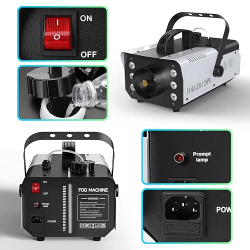 1200W 6000CFM Fog Machine with Wireless Remote and LED Lights P636