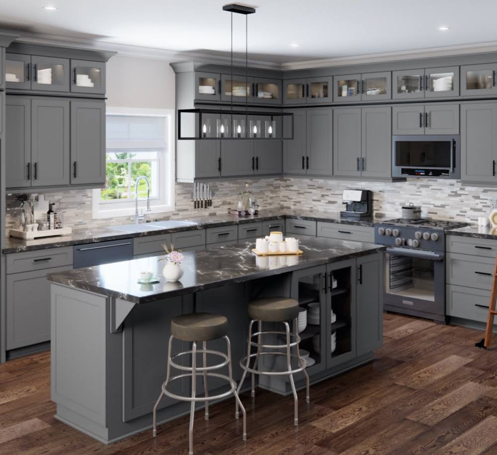 Grey 36x22 x 34.5x22 x 24x22 Sink 2 Doors 2 False Drawers Base Cabinet High-Density Fiberboard L153589