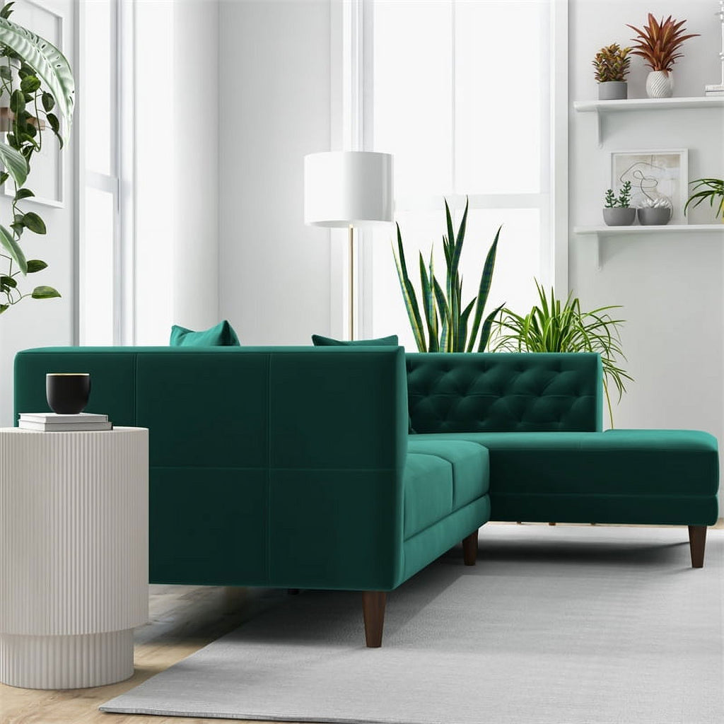 Green Microfiber Sectional Sofa A405776